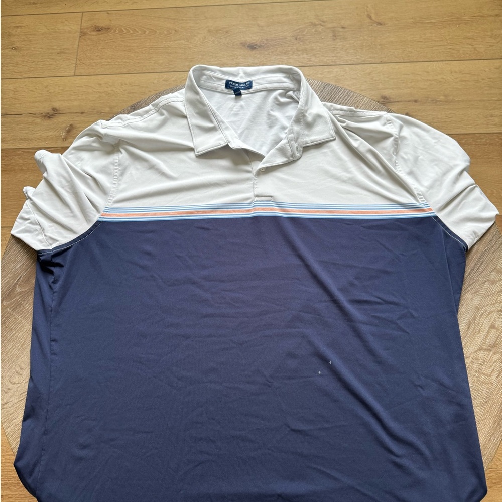 Peter Millar Navy and White Polo Shirt